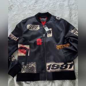 Men's Guess Jacket, Royal Bonded Bomber, Size L